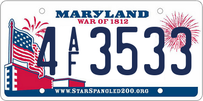 MD license plate 4AF3533