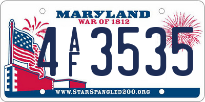 MD license plate 4AF3535
