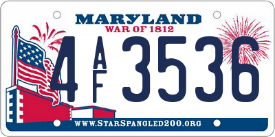 MD license plate 4AF3536