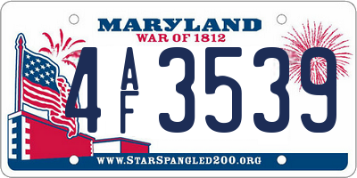 MD license plate 4AF3539