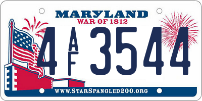MD license plate 4AF3544
