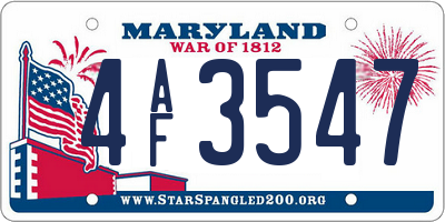 MD license plate 4AF3547