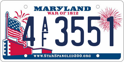 MD license plate 4AF3551