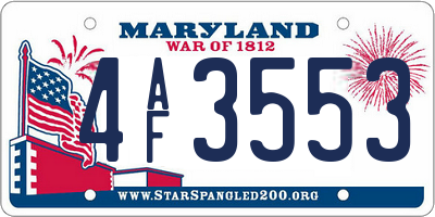MD license plate 4AF3553