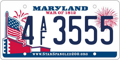 MD license plate 4AF3555