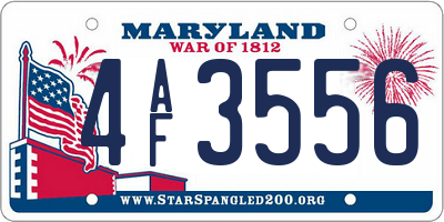 MD license plate 4AF3556