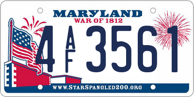 MD license plate 4AF3561