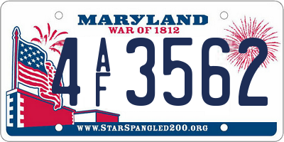 MD license plate 4AF3562