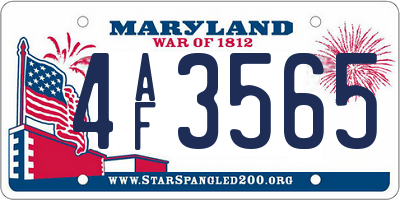 MD license plate 4AF3565
