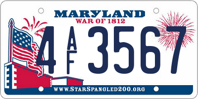 MD license plate 4AF3567