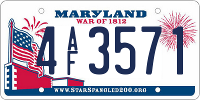 MD license plate 4AF3571