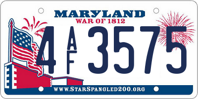 MD license plate 4AF3575