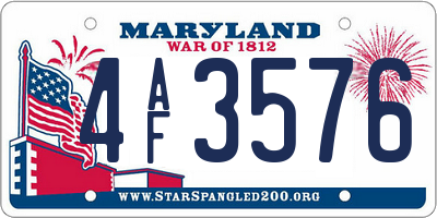 MD license plate 4AF3576