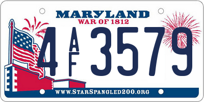 MD license plate 4AF3579