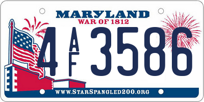 MD license plate 4AF3586
