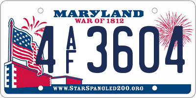 MD license plate 4AF3604