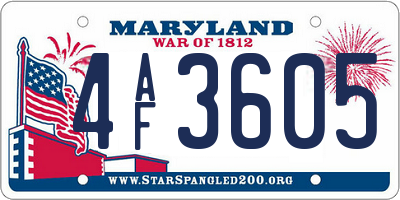 MD license plate 4AF3605
