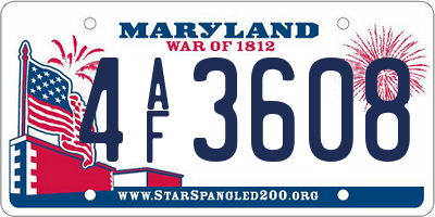 MD license plate 4AF3608