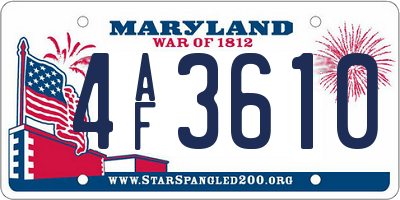 MD license plate 4AF3610