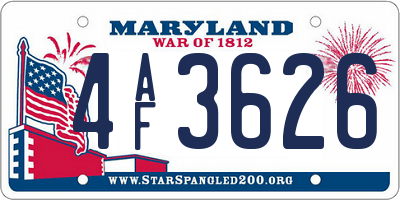 MD license plate 4AF3626