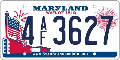 MD license plate 4AF3627
