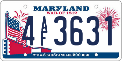 MD license plate 4AF3631