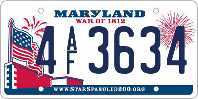 MD license plate 4AF3634
