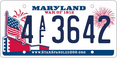 MD license plate 4AF3642