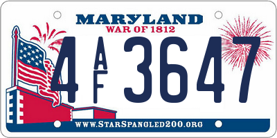 MD license plate 4AF3647