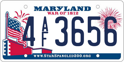MD license plate 4AF3656