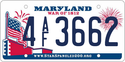 MD license plate 4AF3662