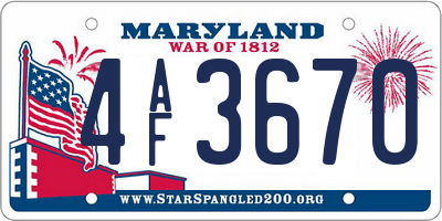 MD license plate 4AF3670