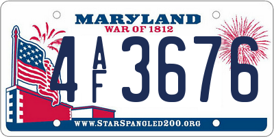 MD license plate 4AF3676