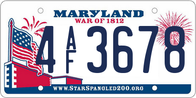 MD license plate 4AF3678