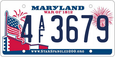 MD license plate 4AF3679