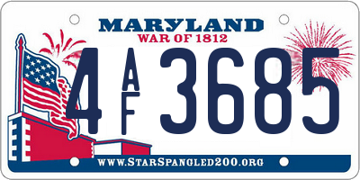 MD license plate 4AF3685