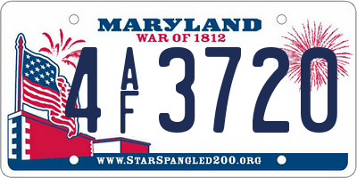 MD license plate 4AF3720