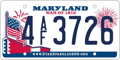 MD license plate 4AF3726
