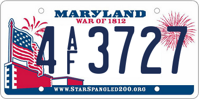 MD license plate 4AF3727