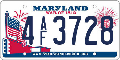MD license plate 4AF3728