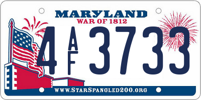 MD license plate 4AF3733