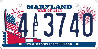 MD license plate 4AF3740