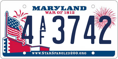 MD license plate 4AF3742