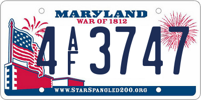 MD license plate 4AF3747