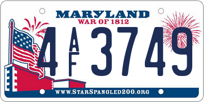 MD license plate 4AF3749