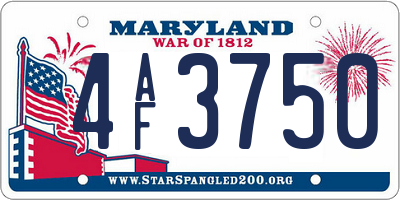 MD license plate 4AF3750