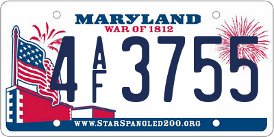 MD license plate 4AF3755