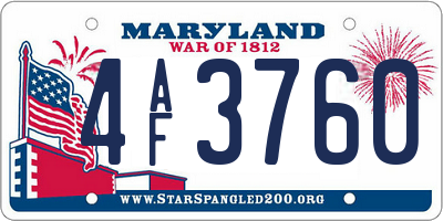 MD license plate 4AF3760