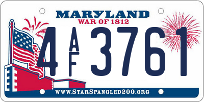 MD license plate 4AF3761