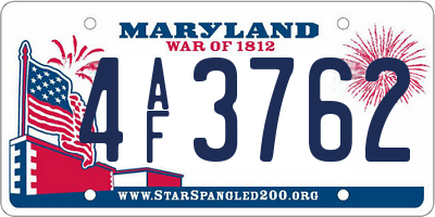 MD license plate 4AF3762